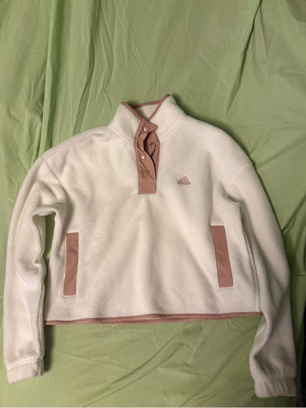 adidas Cream and Pink Fleece Pullover